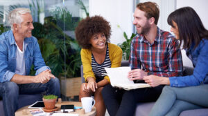 An image of a team of nonprofit community leaders collaborating